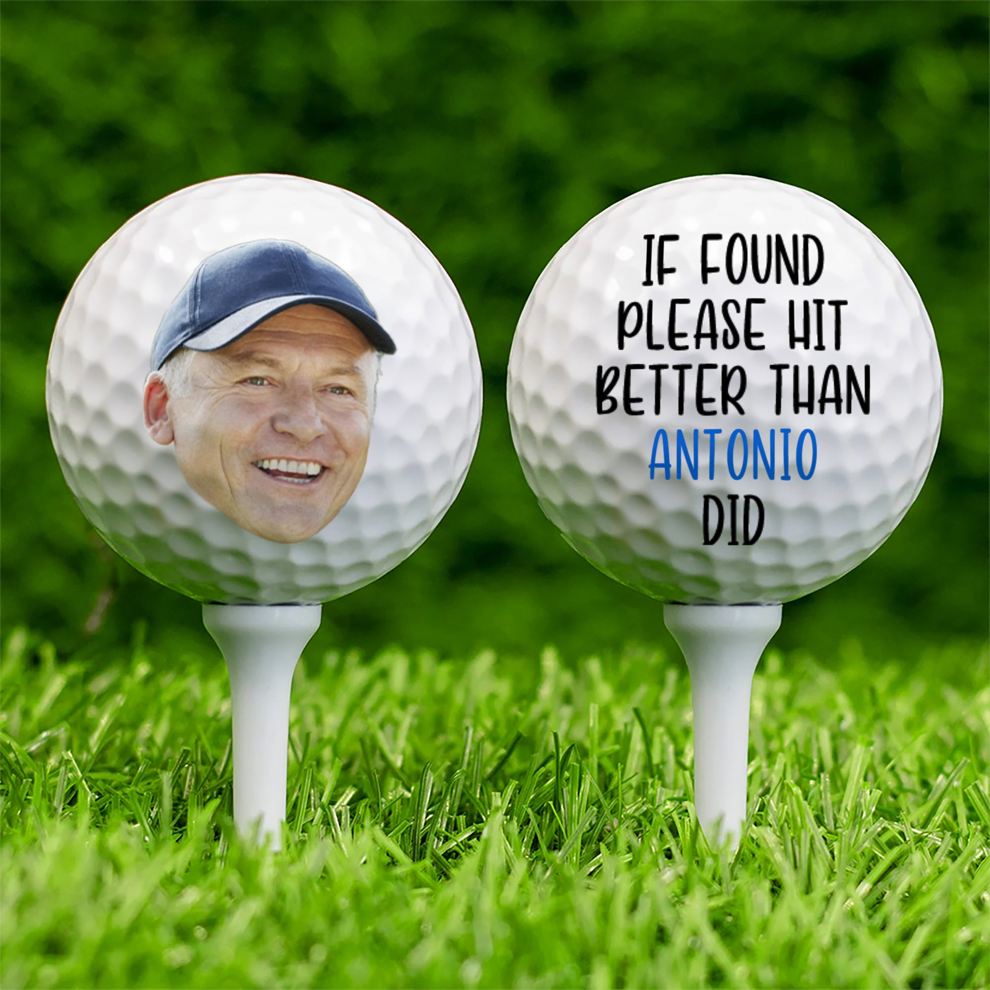 Pelota de golf personalizada con foto de cara divertida y texto accesorio de entrenamiento y competición regalo de cumpleaños para golfista