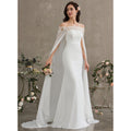 Bridal Wedding Dress Ivory Long Off the Shoulder Sheath