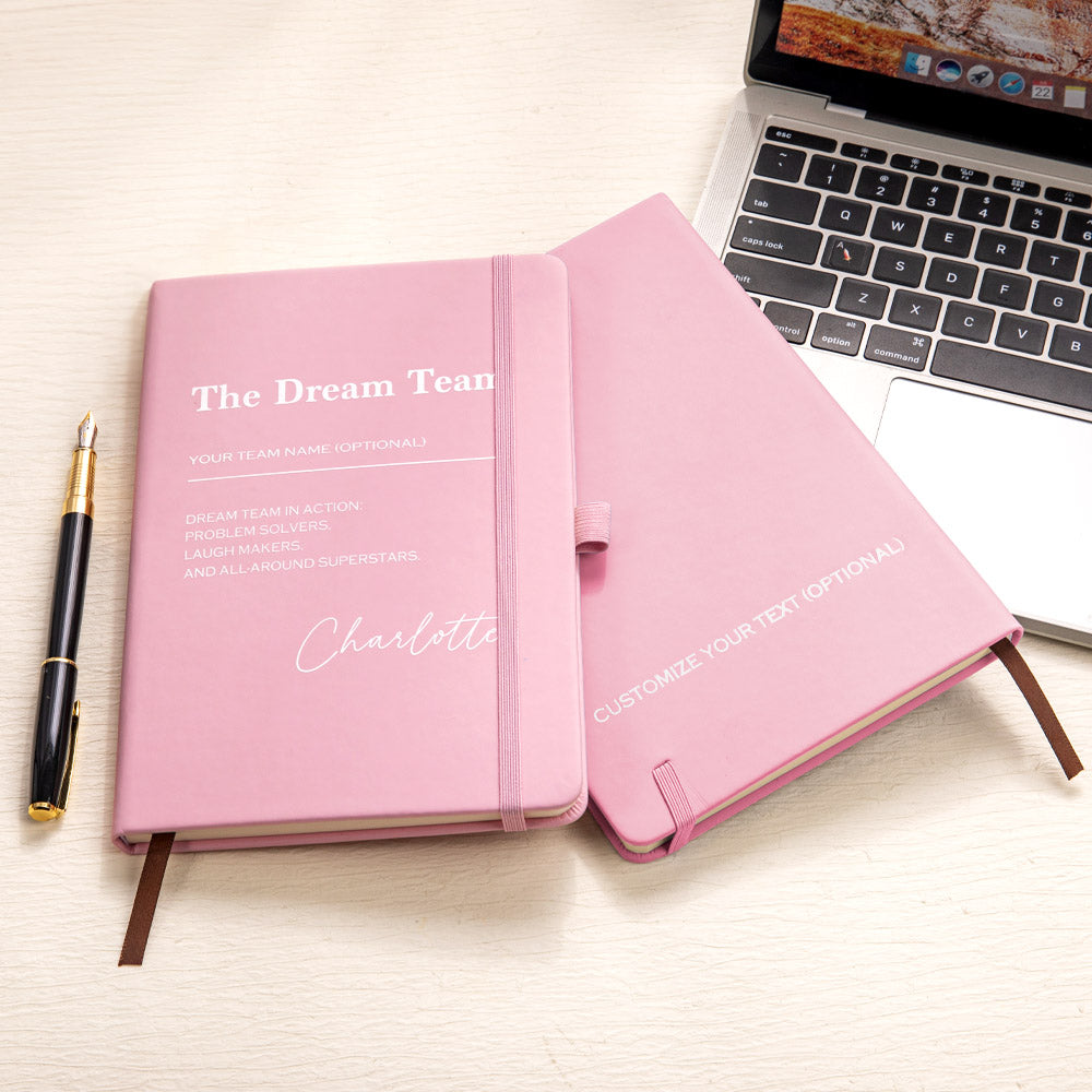 Libreta personalizada Dream Team A5 de cuero de PU con nombre y marcapáginas Regalo de agradecimiento por el trabajo en equipo para empleados de oficina