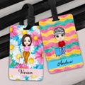 Etiqueta de equipaje personalizada con el nombre de un personaje de dibujos animados en estilo de vacaciones de verano Esencial de viaje Aniversario Cumpleaños Regalo para la familia Amigos
