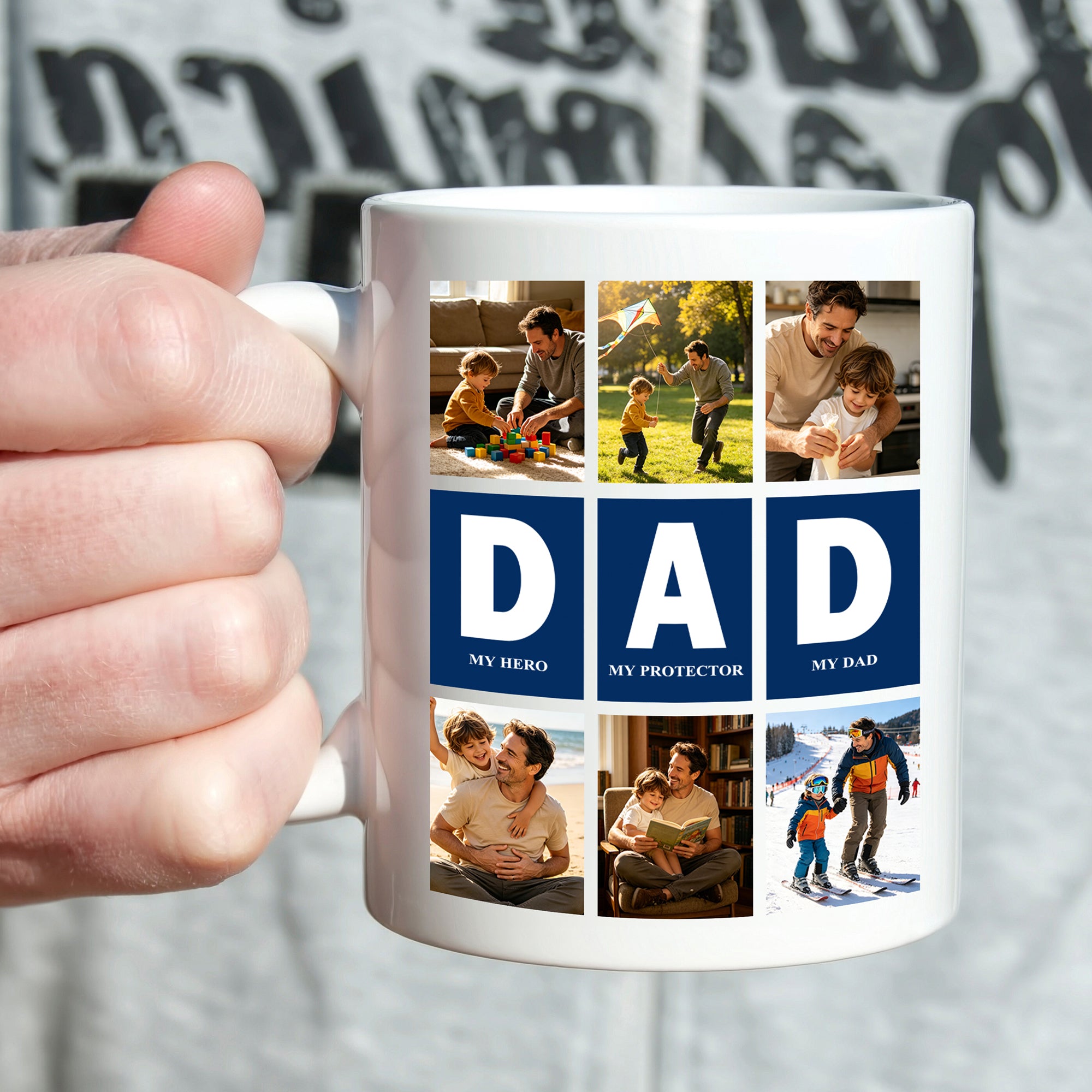 Taza de cerámica personalizada con nueve fotos de papá 11 oz 15 oz Multicolor Día del Padre Regalo de cumpleaños para el padre