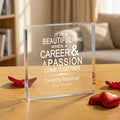 Placa acrílica cuadrada personalizada con el nombre y el título de la pasión por la carrera de escritorio Cumpleaños Aniversario de trabajo de regalo para el trabajador de oficina