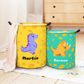 Personalizado lindo dinosaurio monstruo de dibujos animados grande impermeable nombre lavandería cesta de almacenamiento con asa Guardería Decoración Cumpleaños Regalo para Niños Niñas