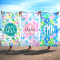 Toalla de playa de gran tamaño de secado rápido con monograma floral tropical personalizado con nombre Regalo de cumpleaños esencial de viaje para amigos y familiares