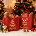 Árbol de Navidad Personalizado Alce Corona de Oro Grande Bolsa de Lino Rojo con Nombre Fiesta de Navidad Favorecer Regalo para Amigos de la Familia