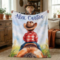 Manta Vaquera Personalizada con Nombre Decoración del Hogar Uso Diario Regalo de Cumpleaños para Niños Amantes de los Caballos