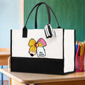 Manzana personalizada arco de la pluma Bolsa de lona grande con nombre de viaje Accesorios Día del Maestro Apreciación Cumpleaños regalo para los maestros