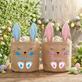 Cesta de yute personalizada con nombre y orejas de conejo para la caza de huevos de Pascua Fiesta de Pascua Regalo para niños pequeños