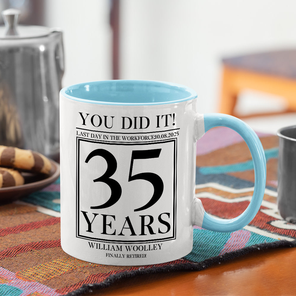 Personalizada último día en la fuerza de trabajo 11 oz taza de café de cerámica con el nombre y la fecha de jubilación Aniversario de regalo para la familia Amigos jubilados