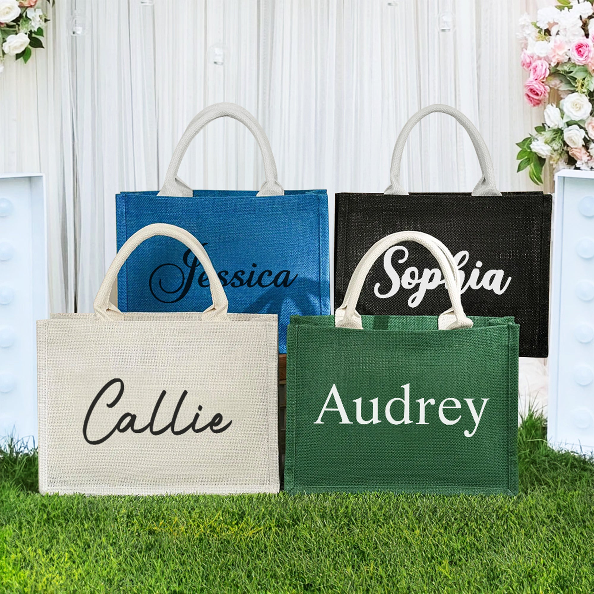 Personalizado Multicolor Minimalista Nombre Estilo Bolsa Tote Reutilizable Aniversario de Boda Regalo para Mujeres