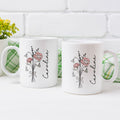 Personalizada Nacimiento Flor Bouquet 11 oz 15 oz Taza de café de cerámica con nombre de uso diario Cumpleaños Navidad Regalo para la familia amigo
