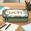 Estuche personalizado con nombre de dinosaurio de gran capacidad y múltiples compartimentos para lápices Regalo de cumpleaños de vuelta al cole para niños y niñas