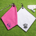 Toalla de golf personalizada con bordado de monograma y pinza para colgar. Regalo para jugadores de golf.