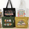 Bolsa de pana personalizada con estampado de flores y texto de uso diario Regalo para profesores en el Día del Profesor