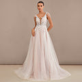 Bridal Wedding Dress Ivory-Rose Sleeveless Long Scoop A-line