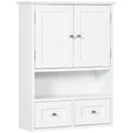 Bathroom Wall Cupboard, Over Toilet Storage Medicine Cabinet with Shelf & Drawers, White