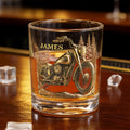 Vaso de Whisky Rock de 10 oz personalizado con diseño de motocicleta y nombre Regalo de cumpleaños del Día del Padre para hombre amante del whisky