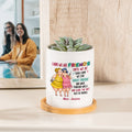Maceta de cerámica con nombre y base de bambú Personalizada I Hope We Are Friends Funny Cartoon Succulent Pot Birthday Gift for Bestie Sister