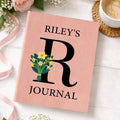 Personalizada Nacimiento Flor Ramo Inicial A5 Cuaderno de cuero con nombre Material de Oficina Regalo de cumpleaños para la familia Amigos