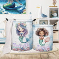 Cesto de la ropa personalizable con nombre y asa de sirena de fantasía Decoración de cuarto de niños Regalo de cumpleaños para niñas