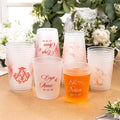 Set de 20 Vasos de Plástico Esmerilado Desechables con el Nombre de la Pareja y la Fecha de la Boda para los Recién Casados