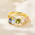 Anillo personalizado de plata de ley con 1-6 piedras de nacimiento y texto grabado Joyería delicada Aniversario Cumpleaños Día de la Madre Regalo para mujer