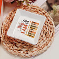 Personalizado Dios dice versículo de la Biblia Nacimiento Flor Baratija cuadrada de cerámica Joyería Plato con Nombre Bautizo Cumpleaños Navidad Regalo para Mujeres Cristianas