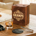 Personalizado Retro Título Patrón Whisky Glass 4 Piedras Caja de Madera Set Día del Padre Cumpleaños Aniversario Regalo para Hombres