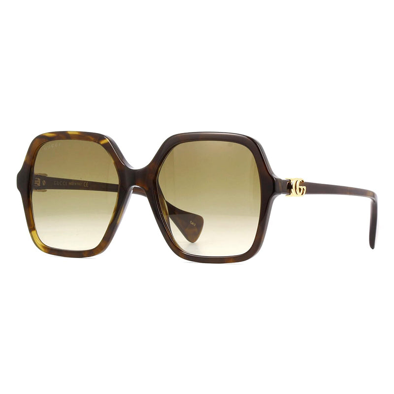 Gucci GG1072S Oversized Tortoiseshell Sunglasses — Brown