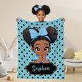 Manta de lunares personalizada para niña con nombre, decoración del hogar, regalo de cumpleaños para niña negra