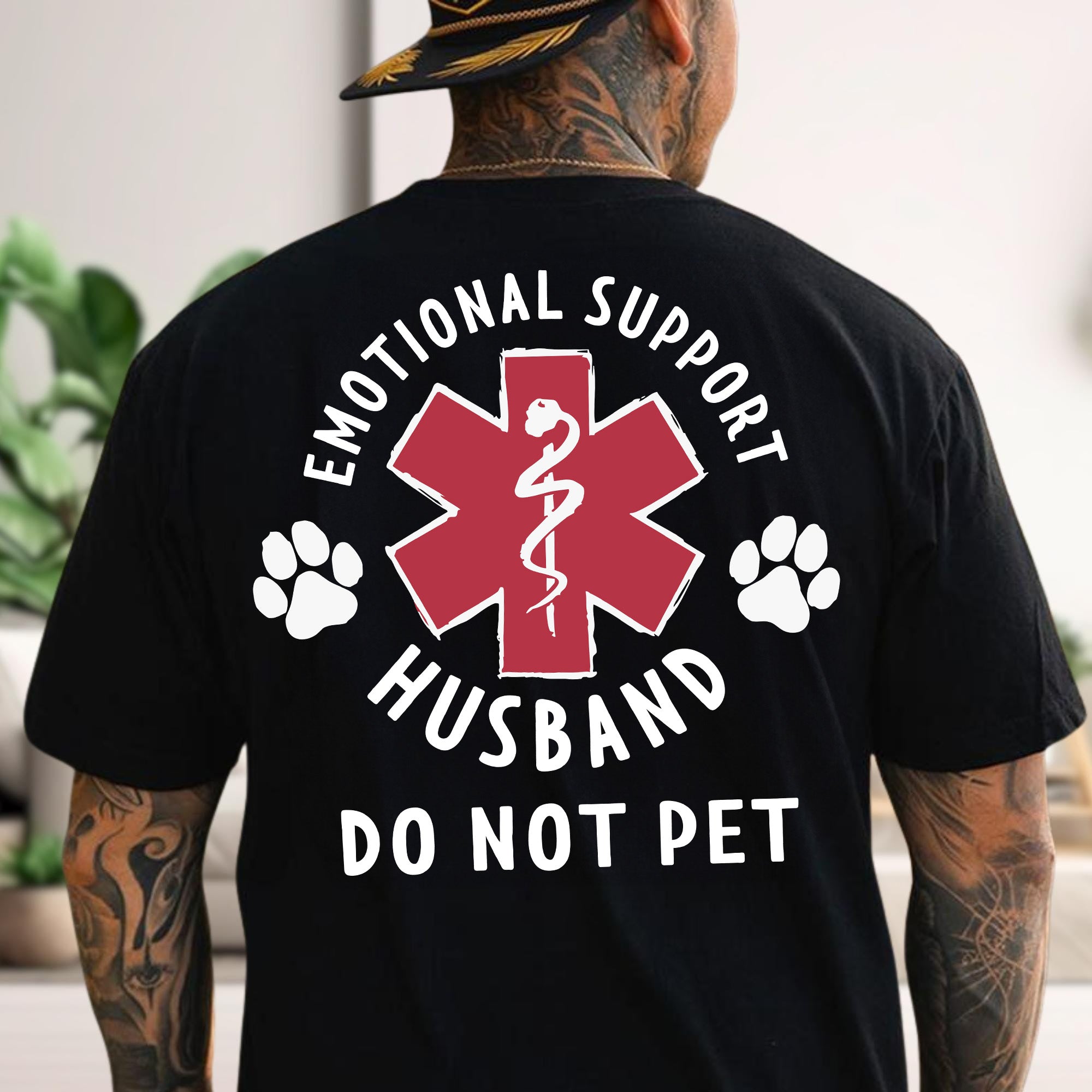 Personalizado Divertido Apoyo Emocional Médico Símbolo 100% algodón Camiseta con Texto Cumpleaños Navidad Regalo para Esposo Novio Novia EMT