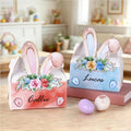 Orejas de conejo personalizadas con flores Caja de regalo con asa y nombre Fiesta de Pascua Regalo para niños