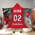 Árbol de Navidad de béisbol personalizado Foto suave manta con capucha con nombre y texto Temporada de béisbol Navidad Cumpleaños Regalo para los amantes del béisbol