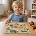 Puzzles personalizados de camiones de construcción con nombre Juguete educativo Decoración del hogar Regalo de cumpleaños para niños