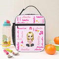 Bolsa isotérmica personalizada con iniciales de personajes de dibujos animados y nombre Regalo de cumpleaños de vuelta al cole para niños y niñas