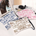 Bolsa de maquillaje de lino con estampado ecuestre personalizada con texto y correa para la muñeca Artículos de viaje Regalo de cumpleaños de Navidad para vaquera Mujer