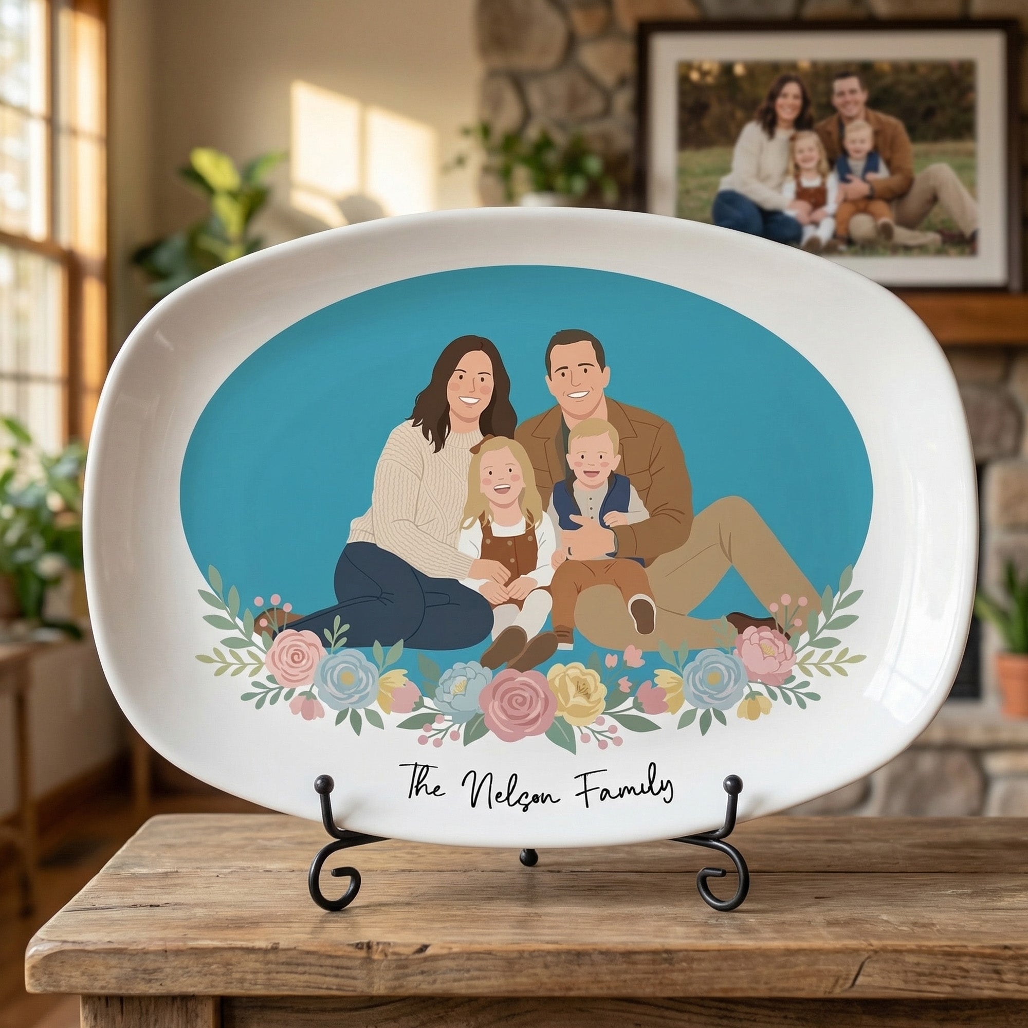 Plato Decorativo Multicolor Personalizado con Foto y Texto Decoración de Escritorio Regalo de Aniversario para Madre Abuela Mejor Amiga