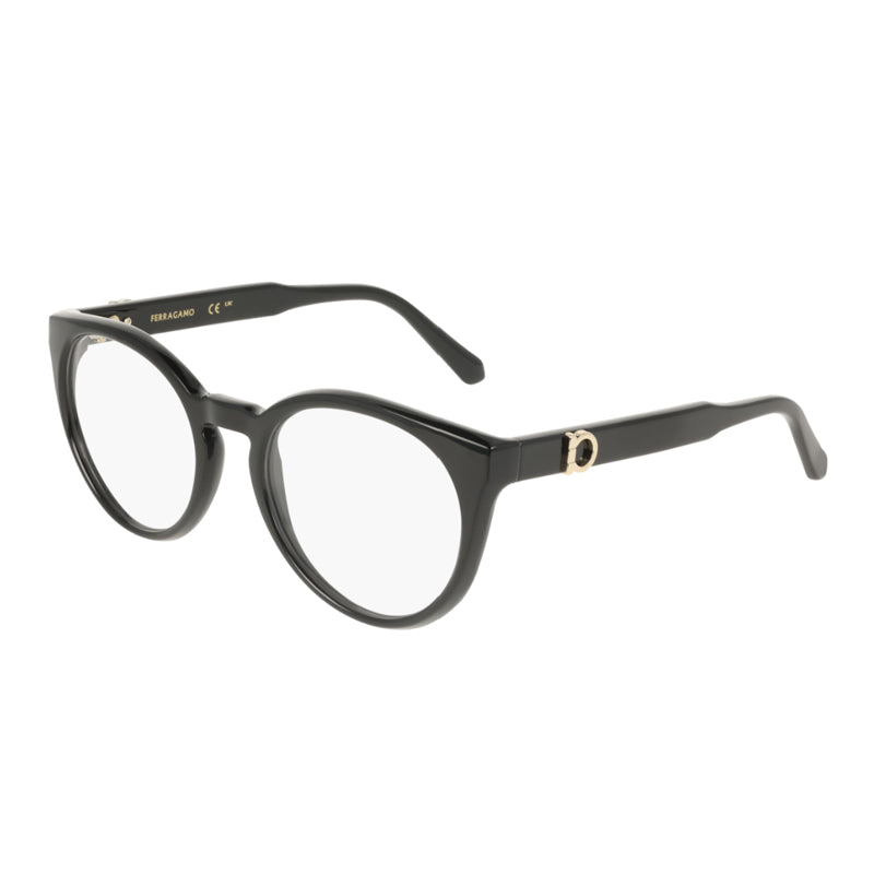 Ferragamo SF3032E001 Black Round-Frame Eyeglasses — Black