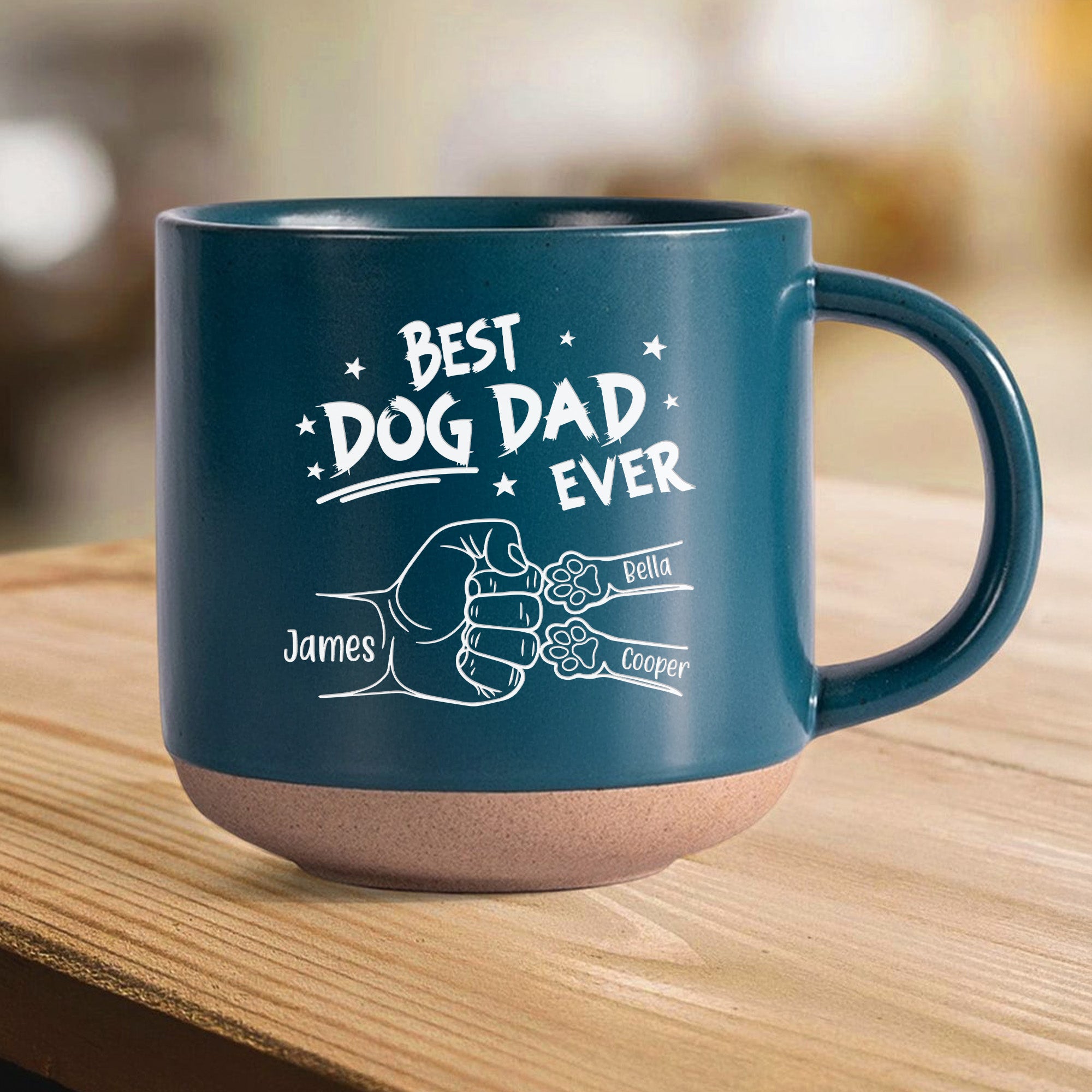 Taza de café de cerámica personalizada con el nombre del perro Best Dog Dad Ever Día del Padre Regalo de cumpleaños para dueños de perros