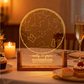 Mapa de estrellas personalizado Luz de noche LED acrílica con texto y base de madera Cumpleaños Boda Aniversario Regalo de Navidad para la familia Pareja