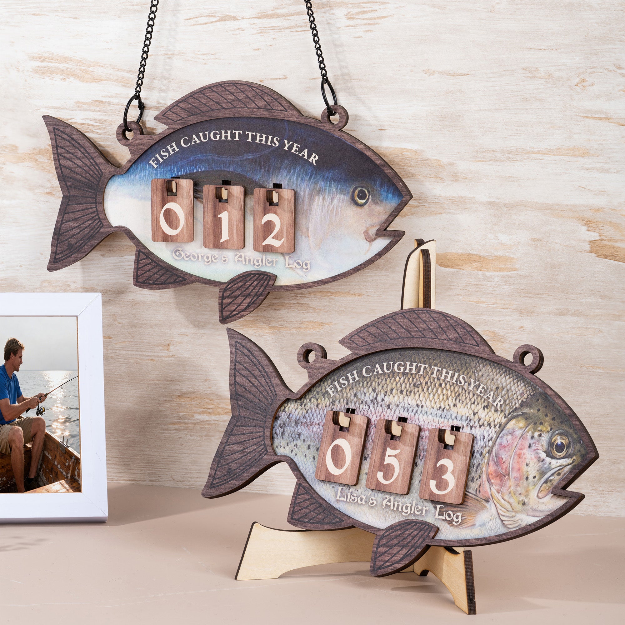 Cartel Colgante Personalizado Pescado Pescado Este Año con Nombre Día del Padre Año Nuevo Cumpleaños Regalo para Papá Abuelo Pescador