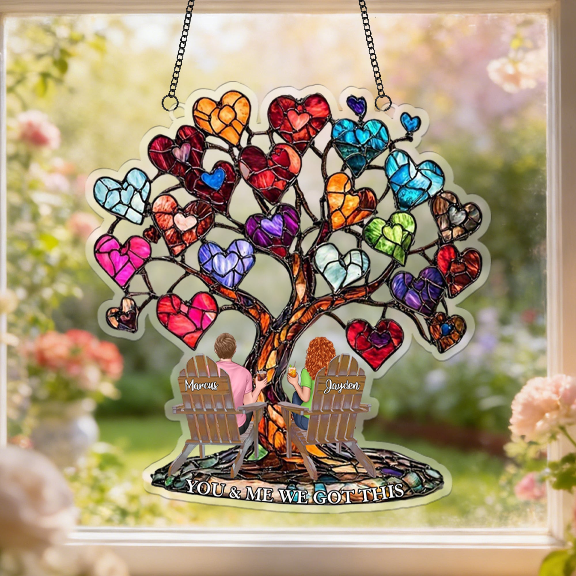 Adorno de cristal personalizado con nombres de pareja Decoración del hogar Día de los Caídos Regalo de cumpleaños para pareja
