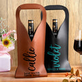 Personalizado Scripty estilo de cuero de la PU Bolsa de Vino de protección con el nombre y el mango Cena Fiesta Aniversario de boda de regalo para el amante del vino