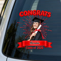 Adhesivo impermeable personalizado con foto de graduación y fuegos artificiales con nombre y año Regalo de graduación para graduados