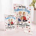 Personalizado Como una familia de tres personajes de dibujos animados de construcción de ladrillo rompecabezas con el nombre y la fecha de decoración del hogar Día del Padre Regalo para Papá Familia