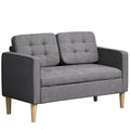 Modern 2 Seater Sofa with Hidden Storage, Tufted Compact Loveseat, Grey