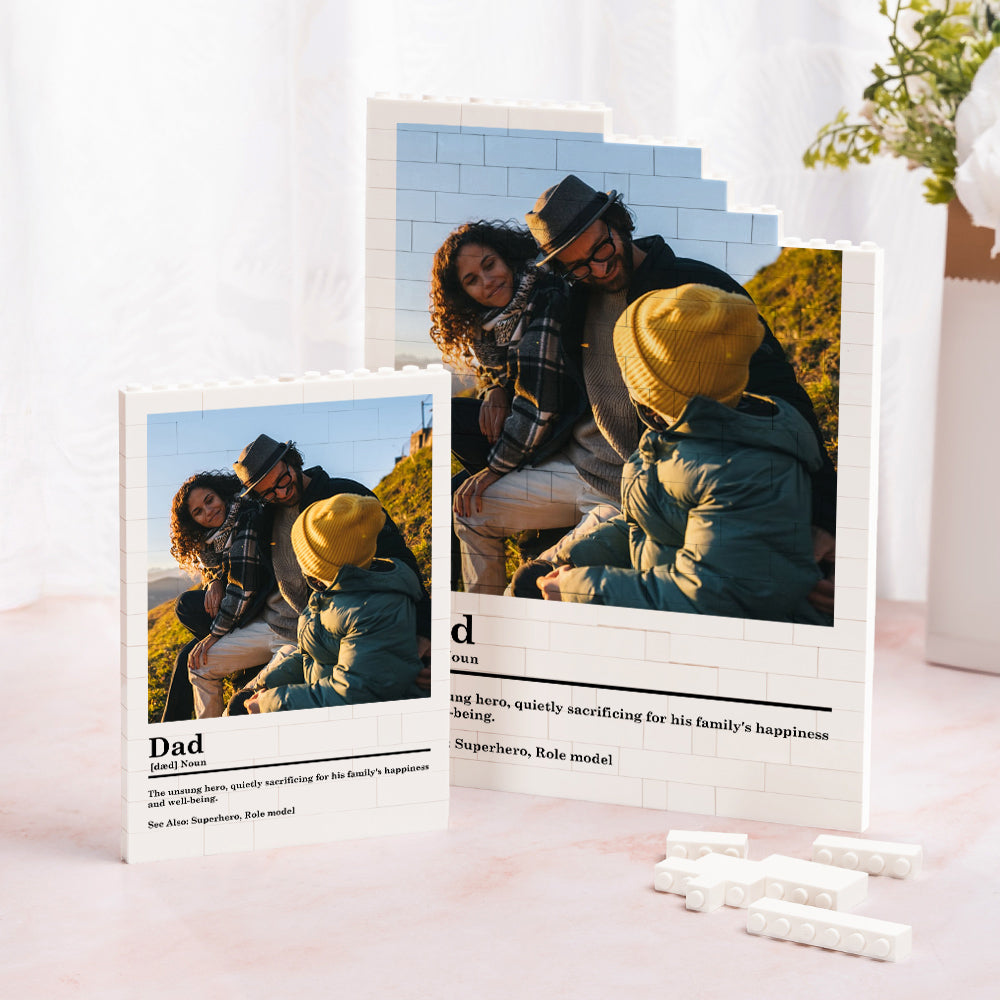Personalizado Papá Foto ABS Construcción de ladrillos Puzzles con texto Día del Padre Cumpleaños Aniversario Regalo para Papá Abuelo