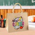 Lápiz personalizado Manzana manchada Inicial Bolsa de yute grande con nombre Día del Maestro Agradecimiento Cumpleaños regalo para el profesor