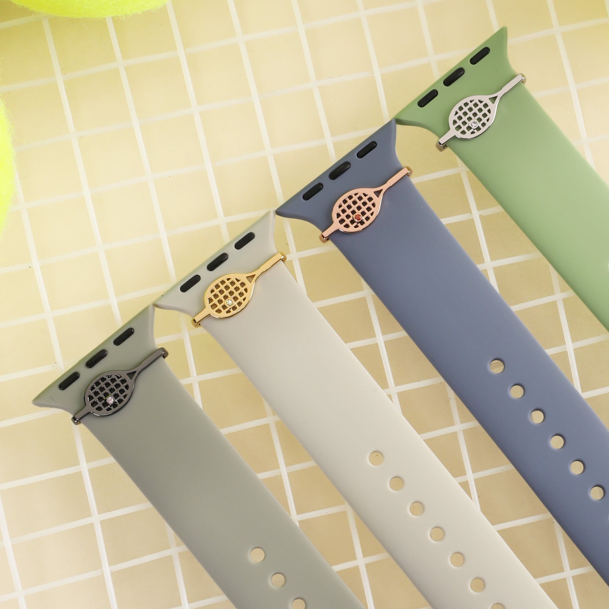 Personalizado raqueta de tenis piedra de nacimiento deportivo correa de reloj encanto Smartwatch Accesorios Cumpleaños Día del Juego de regalo para el entrenador amante del tenis