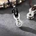 Collar personalizado de cuero de la PU en forma de cadena de bicicleta con el nombre de cumpleaños Aniversario de regalo para el ciclista